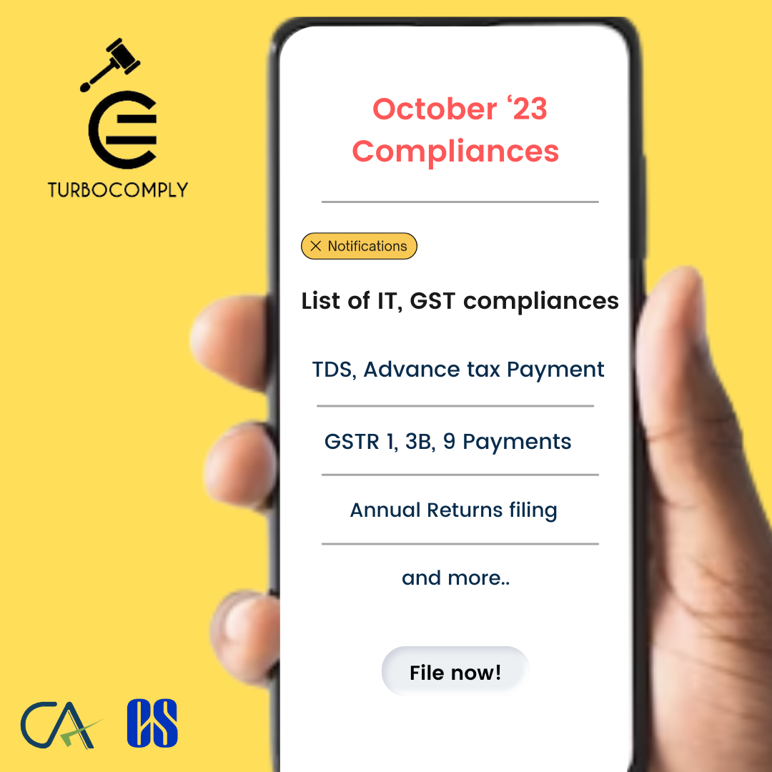 Compliance Calendar for the month of October, 2023