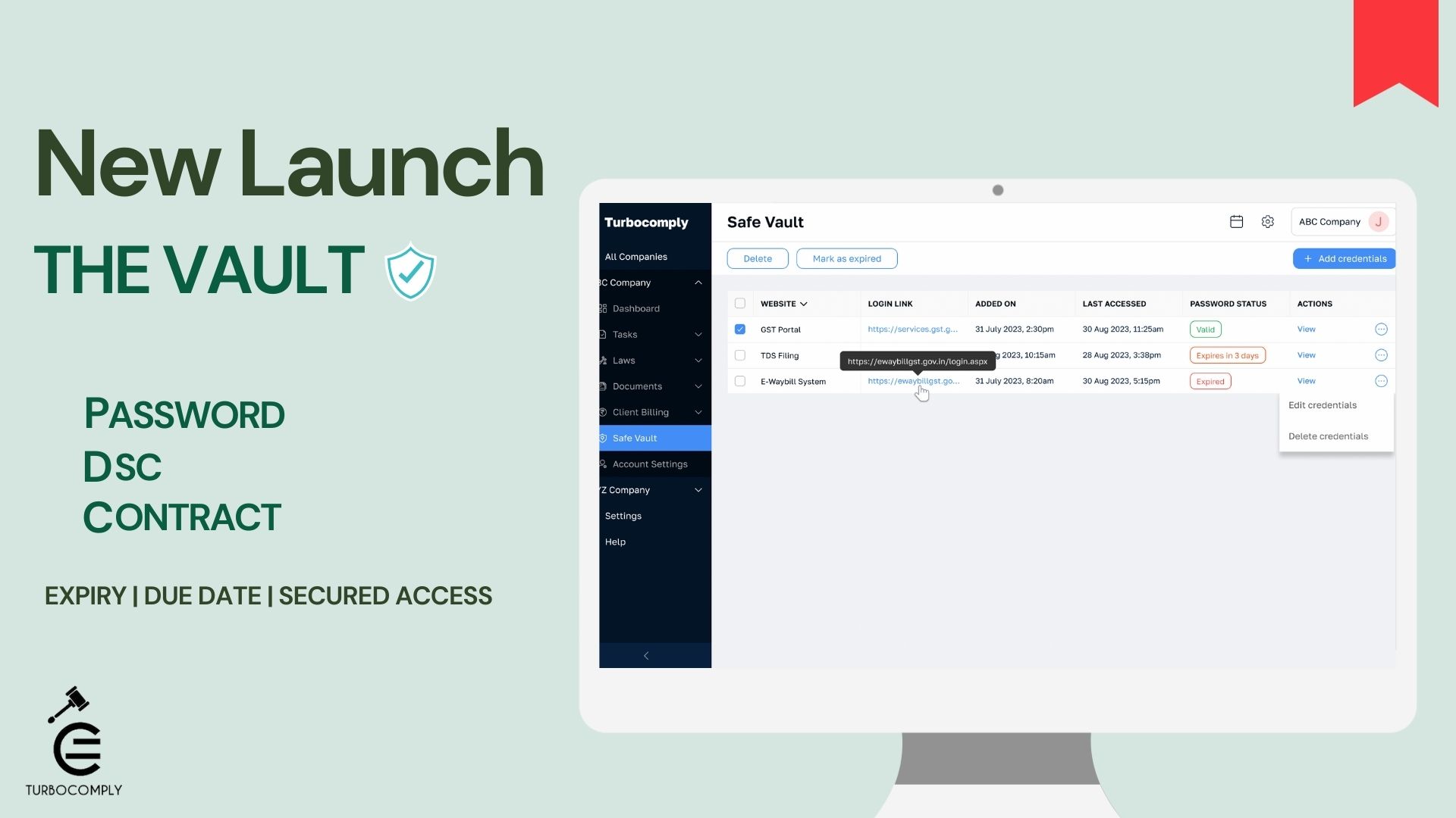 Unlocking Seamless Security with Turbocomply:  Password & DSC Tracker